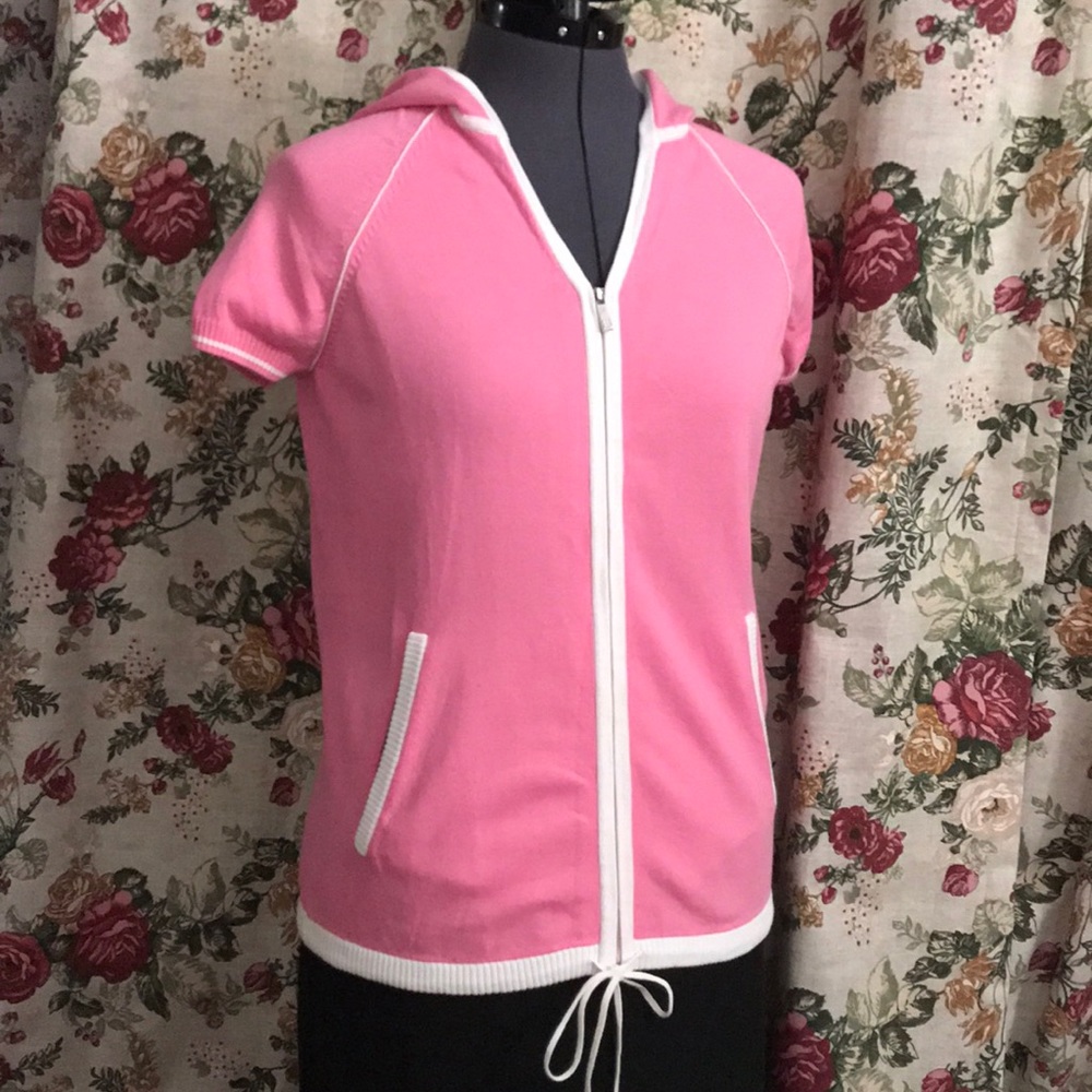 New Liz Claiborne hoodie zip front top size M